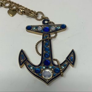 Betsy Johnson Rhinestone Anchor Necklace